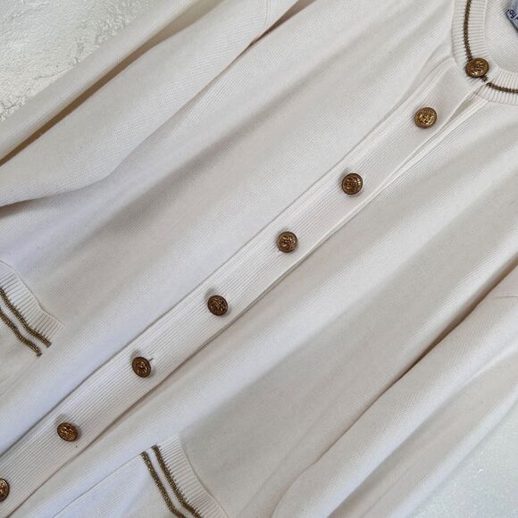 Bay Point Vintage Preppy Cardigan White Sweater Womens XL Tennis Prep - Picture 3 of 8